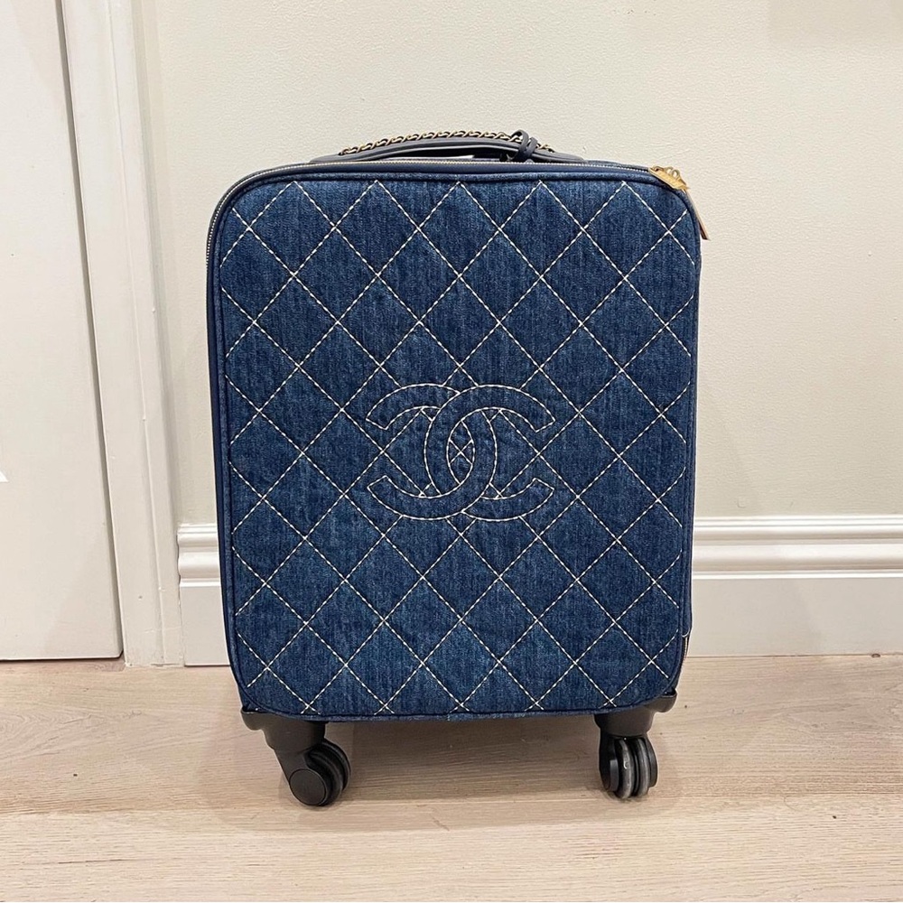 Chanel denim coco case travel trolley